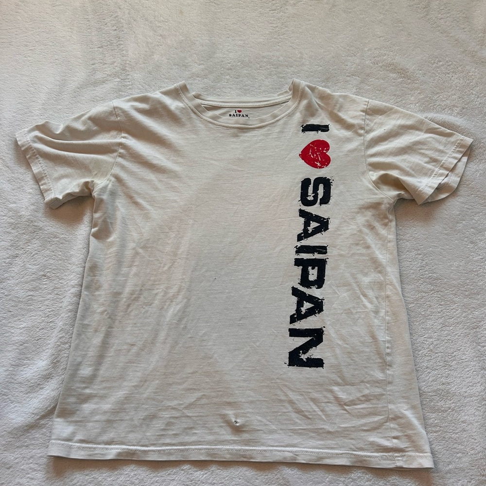 White and Red Graphic Tee for Men